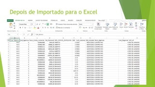 Depois de Importado para o Excel 
 