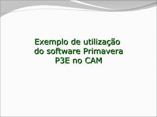 Exemplo de utilização  do software Primavera P3E no CAM 