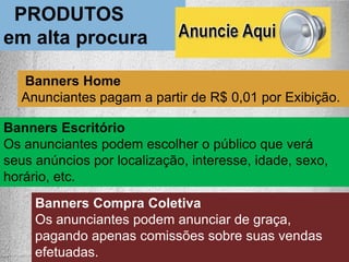 Sempre que acessamos um site geramos renda para ele, ou para quem o
divulgou, como a Priples, IG, UOL, Yahoo...
Utilizamos o Priples com a mesma metodologia do
Yahoo Respostas, para estarmos sempre em alta nas buscas do Google.
Você Sabia?
O Brasil fatura mais de 25 bilhões por ano com Publicidade On-line.
 