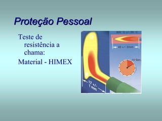 Proteção Pessoal
Teste de
resistência a
chama:
Material - HIMEX
 