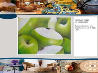 TELA MAÇÃS VERDES Ref. 100000000210 Óleo sobre tela com o tema Maçãs Verdes medida de 0,80 x 1,10m. 