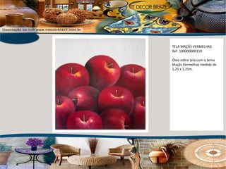 TELA MAÇÃS VERMELHAS Ref. 100000000159 Óleo sobre tela com o tema Maçãs Vermelhas medida de 1,25 x 1,25m. 