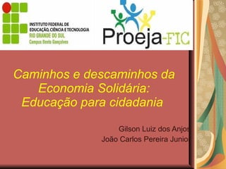 Caminhos e descaminhos da Economia Solidária: Educação para cidadania   Gilson Luiz dos Anjos João Carlos Pereira Junior 