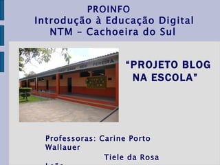 Professoras: Carine Porto Wallauer Tiele da Rosa Leão   PROINFO  Introdução à Educação Digital NTM – Cachoeira do Sul   “ PROJETO BLOG NA ESCOLA”   