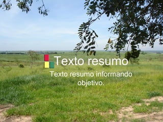 Texto resumo
Texto resumo informando
objetivo.
 