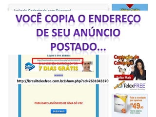 http://brasiltelexfree.com.br/show.php?ad=2631043370
 