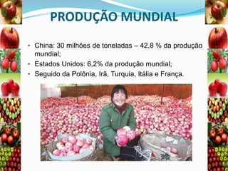 PRODUÇÃO MUNDIAL
• China: 30 milhões de toneladas – 42,8 % da produção

mundial;
• Estados Unidos: 6,2% da produção mundial;
• Seguido da Polônia, Irã, Turquia, Itália e França.

 