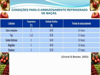 CONDIÇÕES PARA O ARMAZENAMENTO REFRIGERADO
DE MAÇÃS.

(Girardi & Bender, 2003)

 