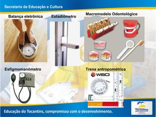 Balança eletrônica
Macromodelo Odontológico
Esfigmomanômetro
Estadiômetro
Trena antropométrica
Balança eletrônica
 