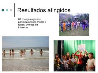 Resultados atingidos 89 crianças e jovens participaram nas Visitas a locais/ eventos de interesse 