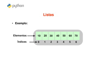 Listas

• Exemplo:
 