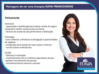 Treinamento
Comercial
- capacitação e qualificação para realizar vendas do seguro
utilizando a melhor maneira junto ao cliente
- técnicas de vendas de alta performance e fidelização
Tecnologia
-como melhorar a eficiência na divulgação e oportunidades
de negócios
- prospecção ativa através de reses sociais e internet
- uso de sistema multicálculos
Gestão
- liderança e motivação
- monitoramento com as melhores seguradoras do país
- gestão e recrutamento de pessoas
- consultoria técnica vivencial e atuante
 