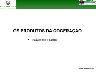 OS PRODUTOS DDAA CCOOGGEERRAAÇÇÃÃOO 
Ricardo Menezes Out 2007 
• Utilidades para a indústria 
 