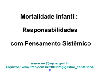 Mortalidade Infantil:  Responsabilidades  com Pensamento Sistêmico [email_address] Arquivos: www.fmp.com.br/2008/img/gestao_conteudos/ F 