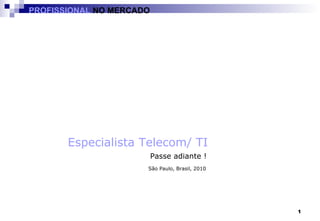 São Paulo, Brasil, 2010 Passe adiante ! Especialista Telecom/ TI PROFISSIONAL  NO MERCADO 