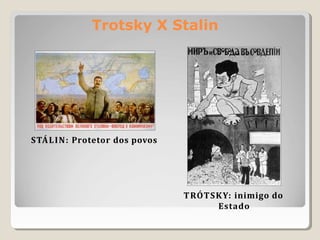 Trotsky X Stalin
STÁLIN: Protetor dos povos
TRÓTSKY: inimigo do
Estado
 