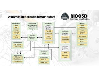 RICO3DProjetos e Soluções Ltda.
Atuamos integrando ferramentas:
 