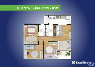 PLANTA 3 QUARTOS - 65M²
 