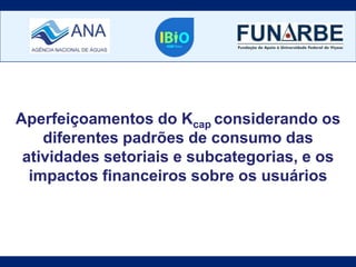 Aperfeiçoamentos do Kcap considerando os
diferentes padrões de consumo das
atividades setoriais e subcategorias, e os
impactos financeiros sobre os usuários
 