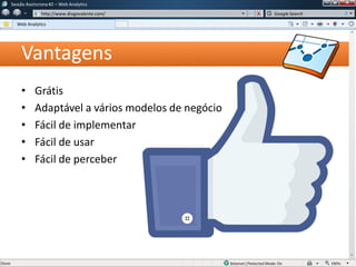 Vantagens
• Grátis
• Adaptável a vários modelos de negócio
• Fácil de implementar
• Fácil de usar
• Fácil de perceber
Sessão Assíncrona #1 – Web Analytics
http://www.diogovalente.com/
Web Analytics
Google Search
 