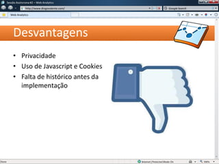 Desvantagens
• Privacidade
• Uso de Javascript e Cookies
• Falta de histórico antes da
implementação
Sessão Assíncrona #1 – Web Analytics
http://www.diogovalente.com/
Web Analytics
Google Search
 