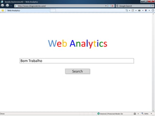 Sessão Assíncrona #1 – Web Analytics
http://www.diogovalente.com/
Web Analytics
Google Search
Search
Bom Trabalho
Web Analytics
 