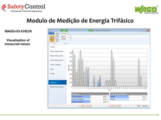 MODULOS WAGO SERIE 750
O WAGO 750-14XX e 15XX series são módulos de
entrada e saída projetados em um envólucro de
12mm de largura – o menor do mercado

Ribbon Cable

A WAGO oferece uma grande variedade
de interfaces para maximizar as opções
de conectividade

Ribbon Connector

Cage Clamp S
Interface com 16 pontos de entrada digital
24VDC Feed-through com indicação de LED
24VDC Canal selecionável High Side / Low Side
Conversão de entrada de 120VAC para 24VDC
Interface com 16 pontos de saída digital
 24VDC Feed-through com indicação de LED
6 Amp modulo rele - espessura 5.3”
6 Amp duplo Deck – modulo rele - espessura 3.75”
6 Amp duplo Deck – modulo rele - espessura 3.75” com jumper no comum

Field Wiring

 