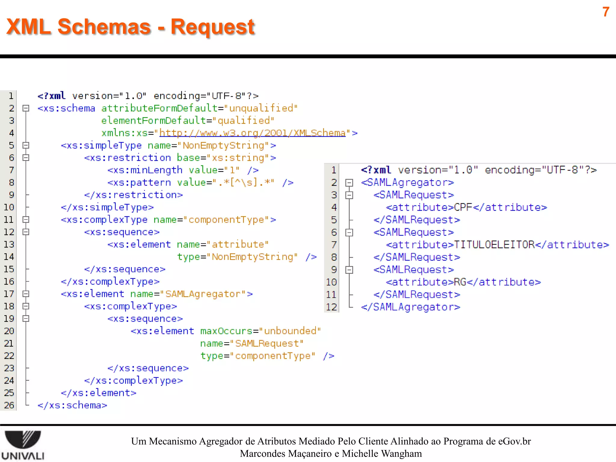 XML Schemas - Request

Um Mecanismo Agregador de Atributos Mediado Pelo Cliente Alinhado ao Programa de eGov.br
Marcondes Maçaneiro e Michelle Wangham

7

 