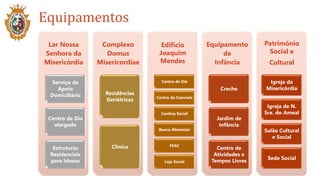 Lar Nossa
Senhora da
Misericórdia
Serviço de
Apoio
Domiciliário
Centro de Dia
alargado
Estruturas
Residenciais
para Idosos
Complexo
Domus
Misericordiae
Residências
Geriátricas
Clínica
Edifício
Joaquim
Mendes
Centro de Dia
Centro de Convívio
Cantina Social
Banco Alimentar
FEAC
Loja Social
Equipamento
de
Infância
Creche
Jardim de
Infância
Centro de
Atividades e
Tempos Livres
Património
Social e
Cultural
Igreja da
Misericórdia
Igreja de N.
Sra. do Ameal
Salão Cultural
e Social
Sede Social
Equipamentos
 