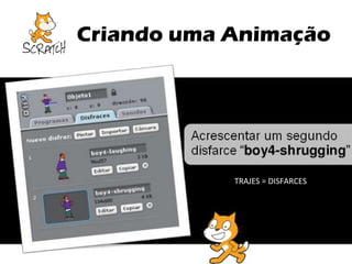 Criando uma Animação

TRAJES = DISFARCES
SPRITE = OBJETO

 