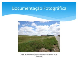 Documentação Fotográfica
Foto 26 – Possível área para instalação da cooperativa de
Simão Dias
 
