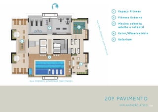 NO
                          RT
                               E


                                                                 1   Espaço Fitness

                                                                 2   Fitness Externo




                                             Rua
                                                                 3   Piscina coberta
                                                                     adulto e infantil




                                              Dep
                 1                   2




                                               . Joa
                                                                 4   Estar/Observatório




                                                     q
                                                   uim
                                                                 5   Solarium
5




                                                    José
                                                         Ped
                                                          rosa
                 3


                                         4




    RUA coronel amazonas marcondes




                                                         20º Pavimento
                                                                     implantação Ático 1 4
 
