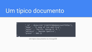 Um típico documento
Um típico documento no mongoDB
 