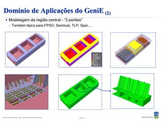 Domínio de Aplicações do GeniE (2)
    Modelagem da região central – “3 porões”
        - Também típica para FPSO, Semisub, TLP, Spar....




© Det Norske Veritas Ltda. Todos os direitos reservados.   Slide 16
 