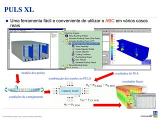 PULS XL
         Uma ferramenta fácil e conveniente de utilizar o ABC em vários casos
          reais




                          modelo dos porões                                                 resultados do FEA
                                                           combinação das tensões no PULS
                                                                                                 resultados finais



         condições de carregamento




                                                                                                                     Slide 29
© Det Norske Veritas Ltda. Todos os direitos reservados.
 
