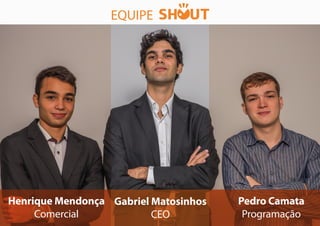 Pedro Camata
Programação
Henrique Mendonça
Comercial
Gabriel Matosinhos
CEO
EQUIPE
 