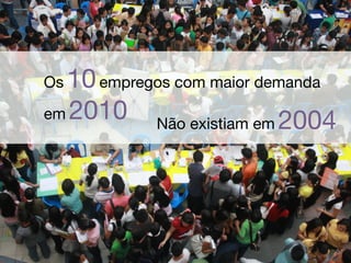 Os10 empregos com maior demanda
em 2010
           Não existiam em 2004
 