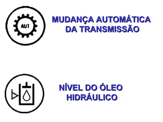 MUDANÇA AUTOMÁTICAMUDANÇA AUTOMÁTICA
DA TRANSMISSÃODA TRANSMISSÃO
NÍVEL DO ÓLEONÍVEL DO ÓLEO
HIDRÁULICOHIDRÁULICO
 