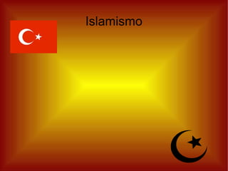 Islamismo Baseado no alcorão Lua Crescente com uma Estrela Pode ser observado em branco na bandeira vermelha da  Turquia , 99% da população  turca  pertence ao  islamismo . Uma das  principais   religiões  abraâmicas Criada pelo profeta  Maomé 