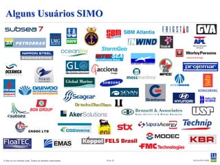 INPMOD
Fornece as interfaces para arquivos de dados externos e modifica o arquivo
de descrição do sistema SYSFIL.
 Importação de arquivos externos.
                                                                       VIDEO /
    - Wadam, Mimosa, Wamit, Moses, etc.                               TECLADO
 Leitura e manipulação dos dados dos corpos.
 Plotagem dos dados hidrodinâmicos.
 Manipulação dos dados ambientais.                                   MACRO
 Criação do arquivo de entrada.
                                                                                 PRIFIL   SYSFIL




© Det Norske Veritas Ltda. Todos os direitos reservados.   Slide 26
 