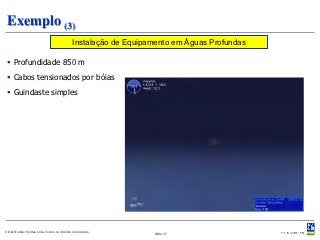 Exemplo (3)
                                            Instalação de Equipamento em Águas Profundas

  Profundidade 850 m
  Cabos tensionados por bóias
  Guindaste simples




© Det Norske Veritas Ltda. Todos os direitos reservados.        Slide 37
 