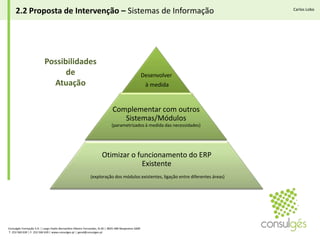 2.1 Proposta de Intervenção - Gestão e Organização IndustrialCarlos LoboConsulgés Formação S.A. | Largo Padre Bernardino Ribeiro Fernandes, N.26 | 4835-489 Nespereira GMR T. 253 560 630 | F. 253 560 639 | www.consulges.pt | geral@consulges.pt