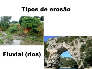 Tipos de erosão




Fluvial (rios)
 