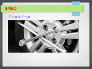 Objetivo:
Aplicar as fases do SMED para
realizar o setup:
- Avaliar a situação atual;
- Separar atividades internas
e externas ;
- Converter atividade interna em
externa ;
- Reduzir as atividades internas
- Reduzir as atividades externas
Participantes:
- 03 pessoas que devem realizar
as seguintes atividades:
- Filmar as atividades;
- Realizar estudos de tempos e métodos
- Realizar o setup;
- Controle de qualidade;
- Controle dos materiais.
SMED
Tempo de duração: 120 minutos
 