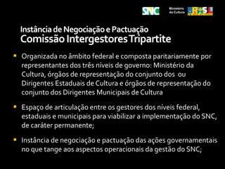 Cooperação entre os entes federados, os agentes públicos e privados atuantes na área da cultura