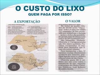 O CUSTO DO LIXO
      QUEM PAGA POR ISSO?

A EXPORTAÇÃO          O VALOR
 