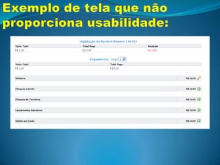 Feedback imediato - Exemplo:Tela que indica ao usuário o resultado do processo.