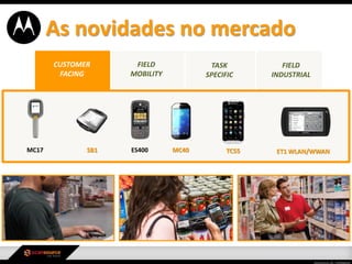 CUSTOMER
FACING
FIELD
MOBILITY
TASK
SPECIFIC
FIELD
INDUSTRIAL
MC17 SB1 ES400 MC40 ET1 WLAN/WWAN
As novidades no mercado
TC55
 