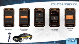 12
Mensagens Ocorrências Carregue a
rota do dia
Chamado de
Pânico
Sincronização
de dados
 