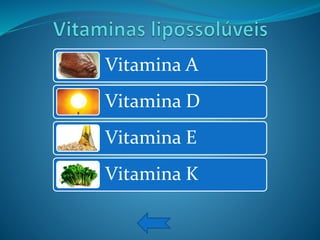 Vitamina A
Vitamina D
Vitamina E
Vitamina K
 